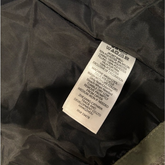 Tahari Olive Green Hooded Coat with Faux Fur Trim 12M - Picture 7 of 7